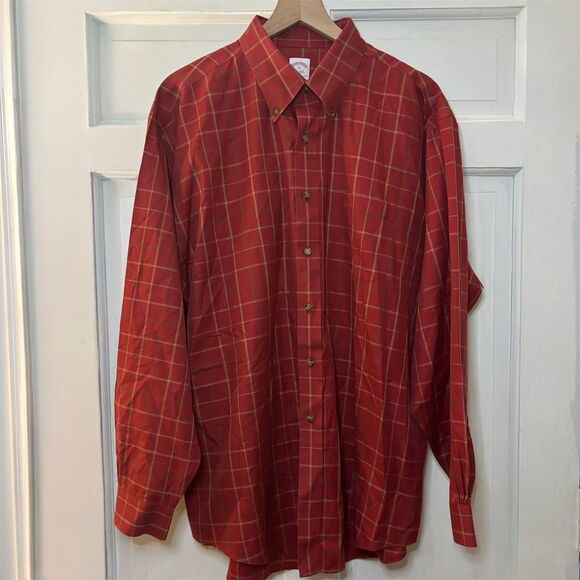 Brooks Brothers 1818 Men's XL Maroon Red Plaid Long Sleeve Button Down Shirt - Picture 4 of 6